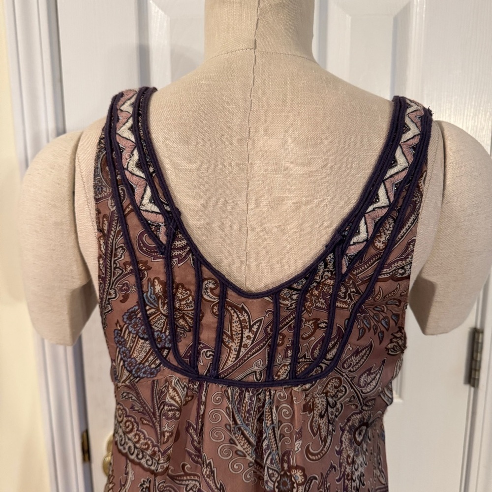 Freelance Boho Embroidered Paisley Mini Dress M Mauve Purple Festival Style - Picture 4 of 9